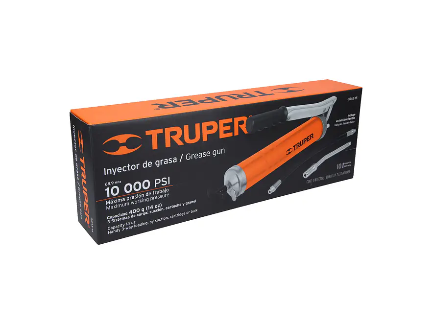 Inyector de grasa o engrasadora 14 oz, 10000 PSI Grip Antiderrapante Truper 14861 - Foto 5 | aztools.co