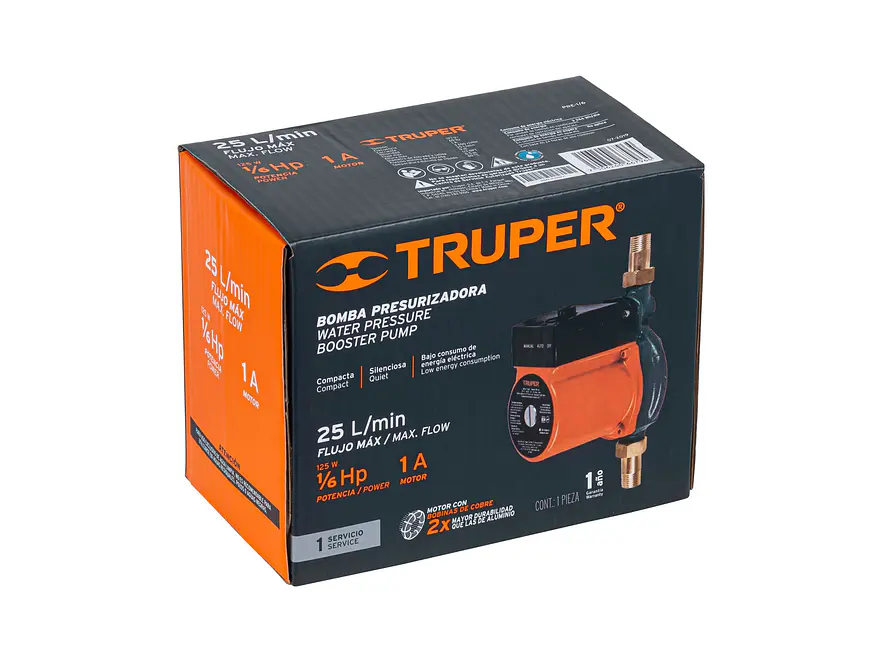 Bomba Presurizadora Truper 14635, 1/6 HP Aumenta la Presión del Agua en Casa - Foto 7 | aztools.co