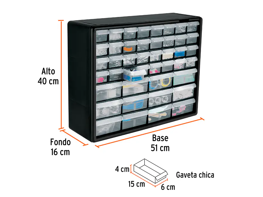Caja Organizador 64 Compartimientos 50 Cm Truper 10895 Color Negro - Foto 3 | aztools.co