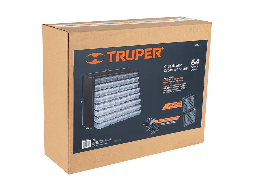 Caja Organizador 64 Compartimientos 50 Cm Truper 10895 Color Negro - Foto 10 | aztools.co