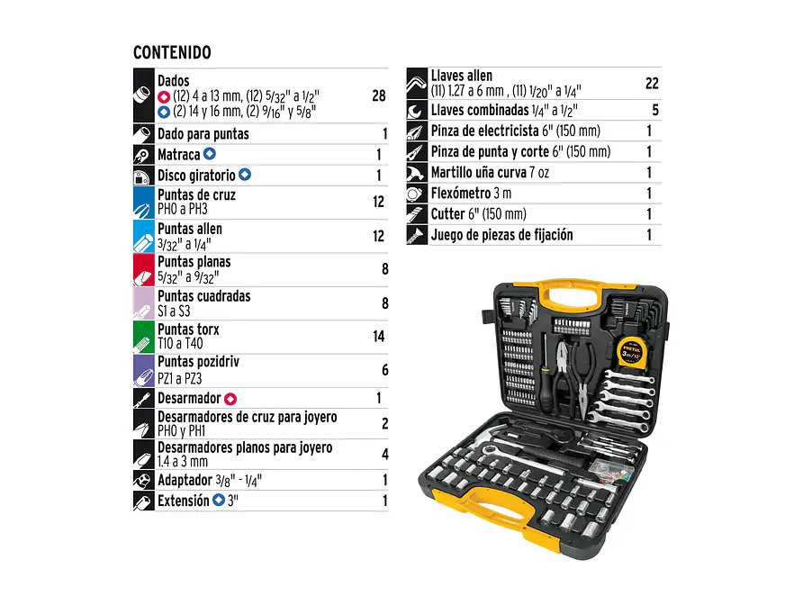 Juego de herramientas 133 piezas Pretul 24223 con estuche rígido - Foto 3 | aztools.co