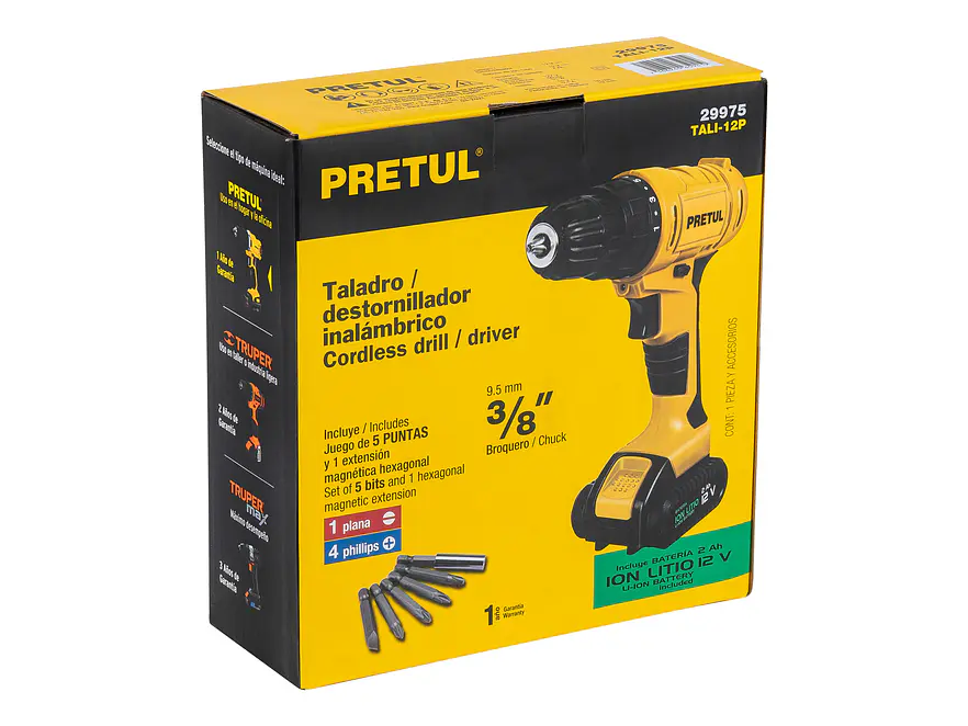 Taladro inalámbrico Pretul 29975 batería ion litio 12 V  - Foto 5 | aztools.co