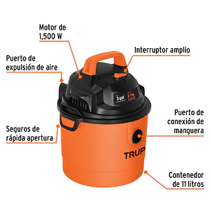 Aspiradora de sólidos y líquidos de 3 galones  Truper 12091, plástica, ASP-03