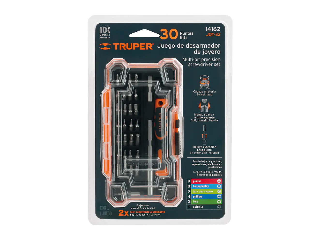 Destornillador joyero de precisión con 30 puntas y extensión Truper 14162 - Foto 4 | aztools.co