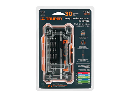 Destornillador joyero de precisión con 30 puntas y extensión Truper 14162 - Foto 4 | aztools.co