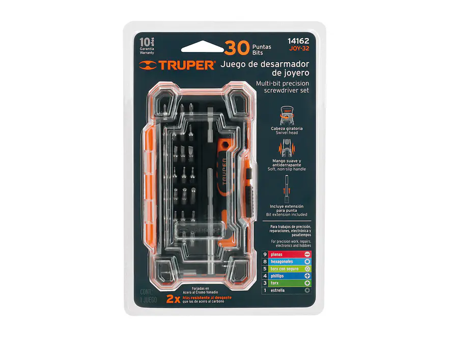 Destornillador joyero de precisión con 30 puntas y extensión Truper 14162 - Foto 4 | aztools.co