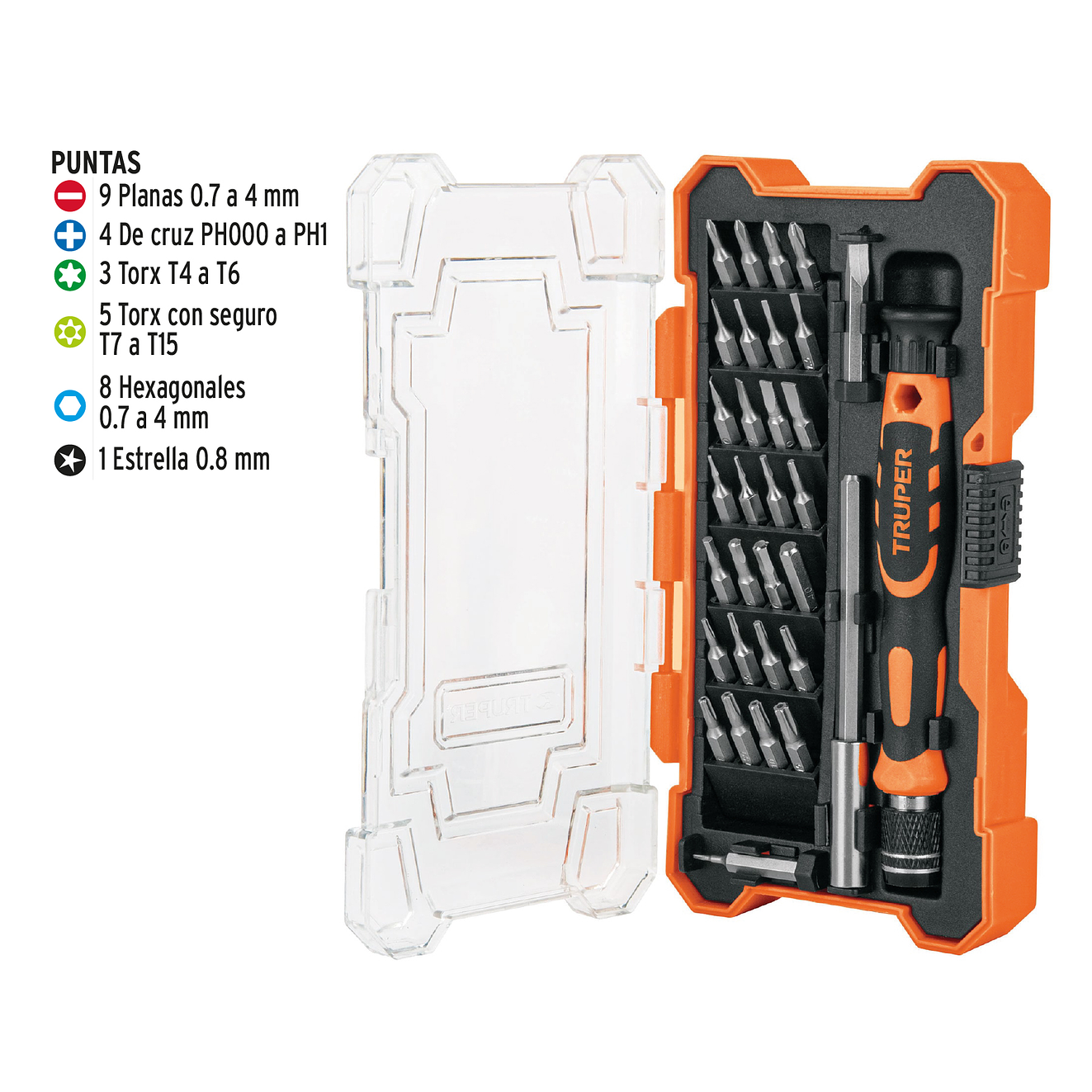 Destornillador joyero de precisión con 30 puntas y extensión Truper 1