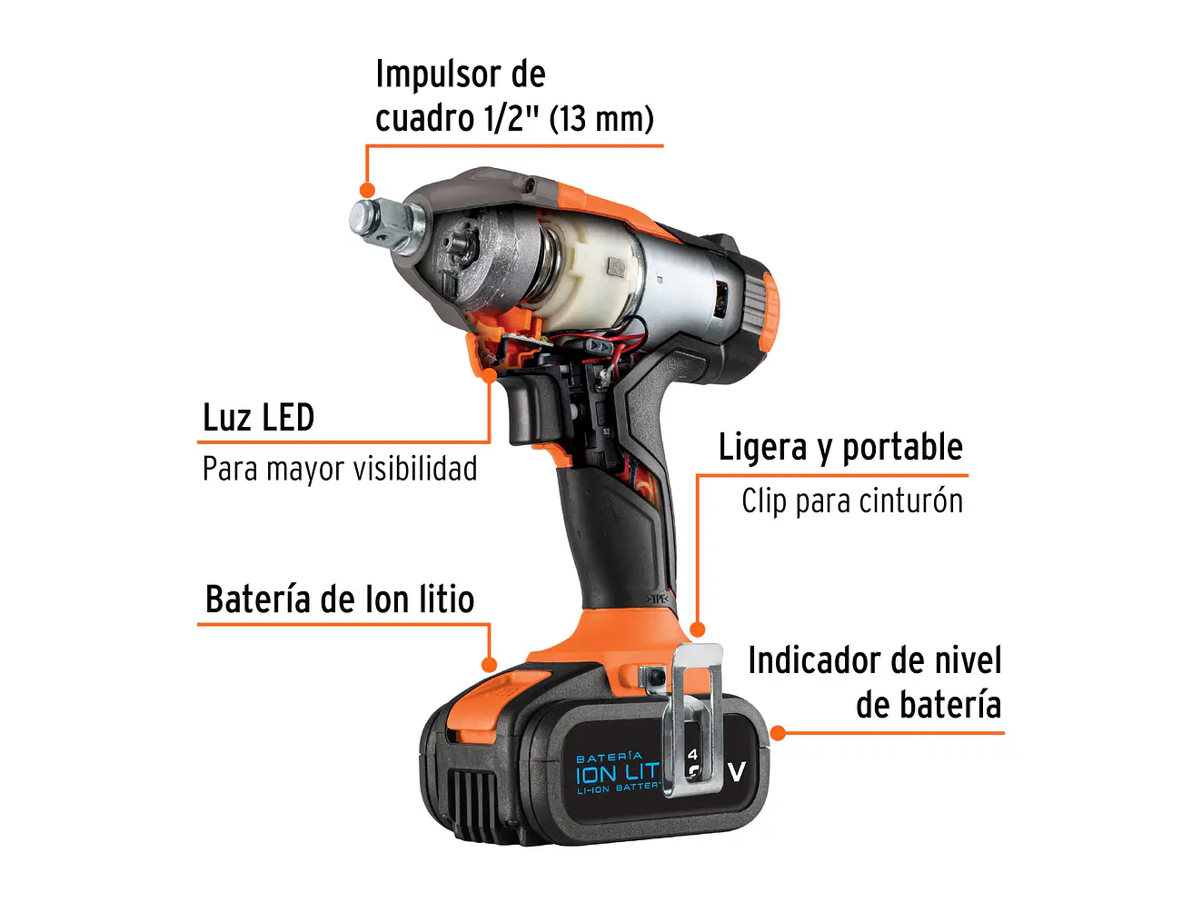 Llave de impacto inalambrica 1/2
