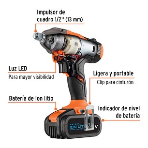 Llave de impacto inalambrica 1/2