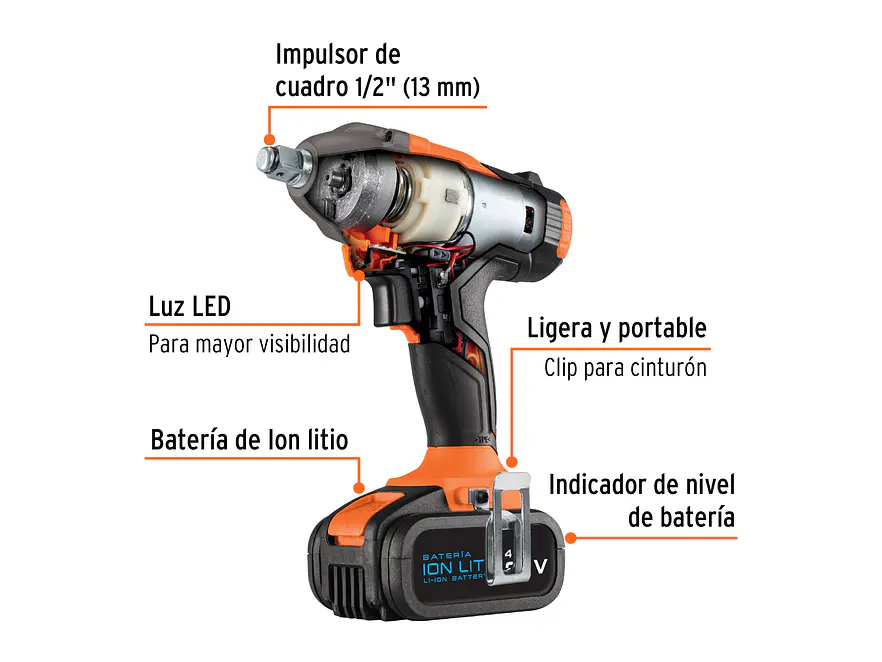 Llave de impacto inalambrica 1/2