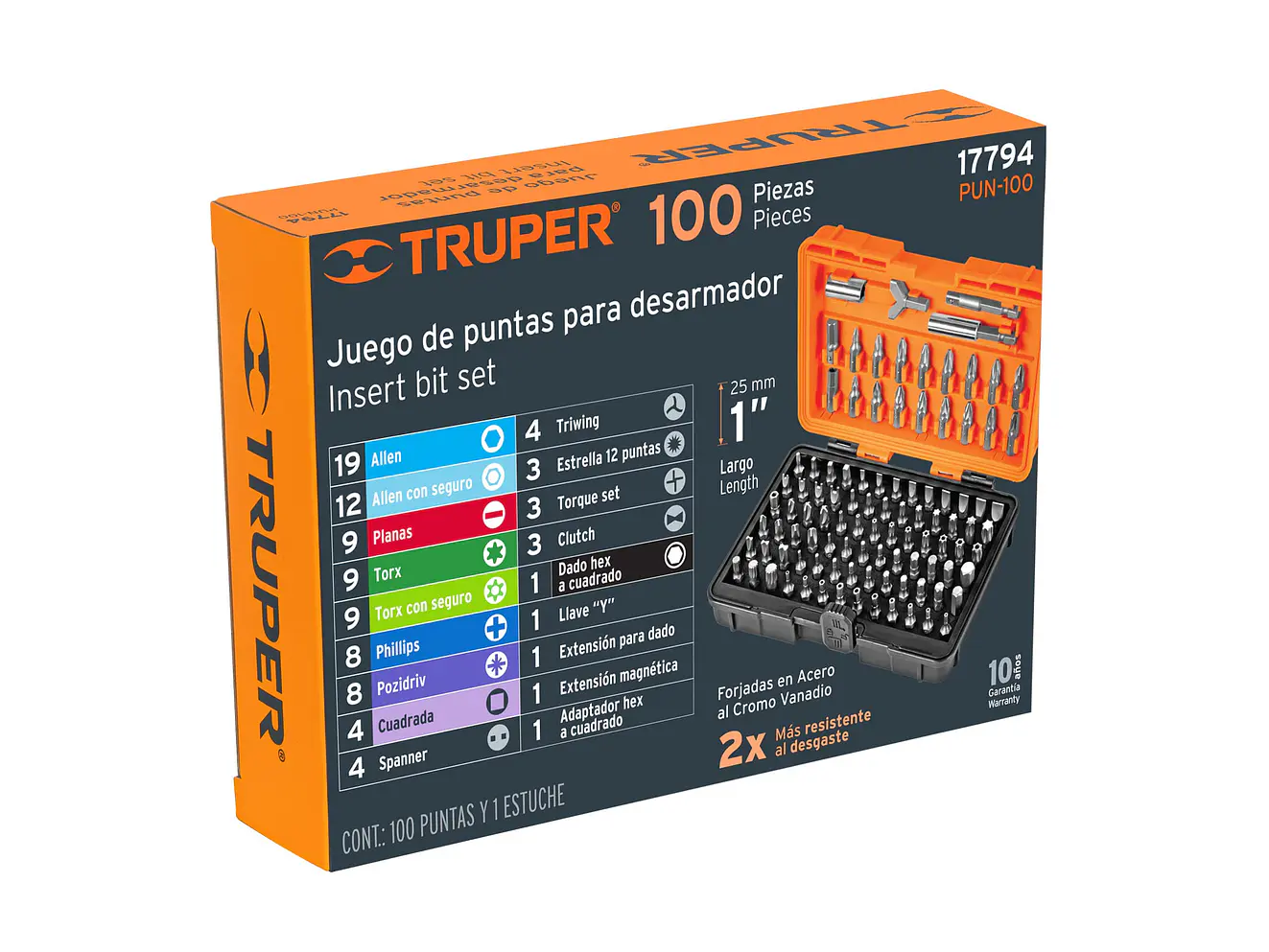 Juego 100 puntas de destornillador con estuche PUN-100 Truper 17794 - Foto 2 | aztools.co