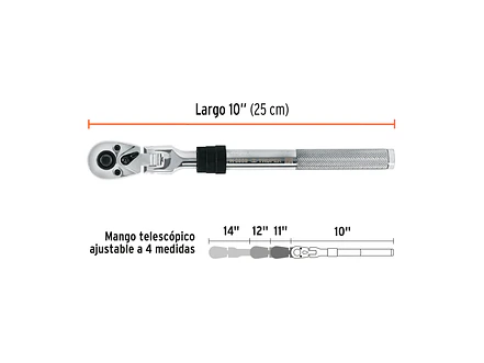 Ratchet telescópico cabeza articulada cuadro 3/8