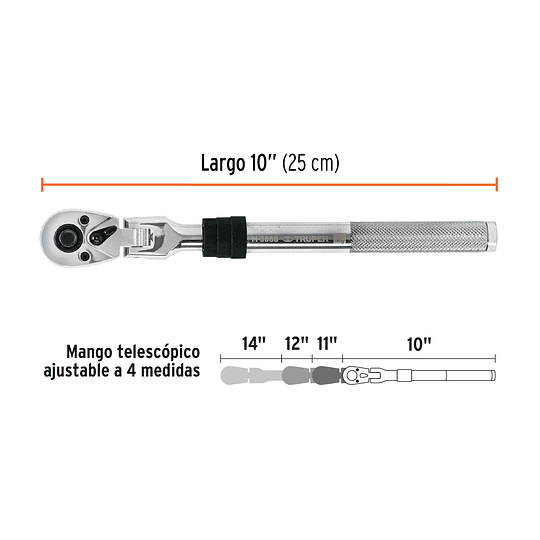 Ratchet telescópico cabeza articulada cuadro 3/8