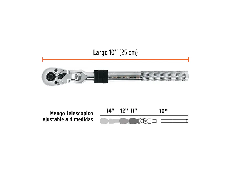 Ratchet telescópico cabeza articulada cuadro 3/8