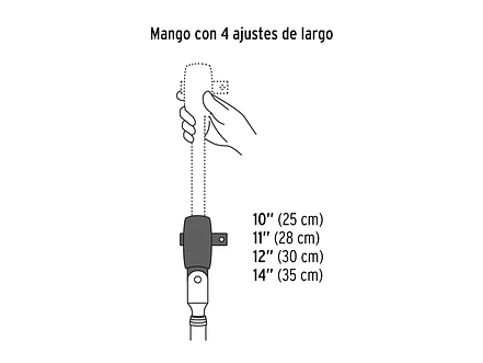 Ratchet telescópico cabeza articulada cuadro 3/8
