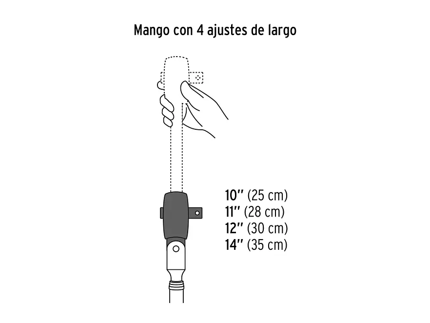 Ratchet telescópico cabeza articulada cuadro 3/8