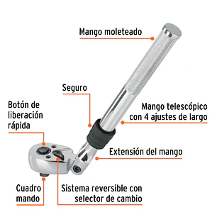 Ratchet telescópico cabeza articulada cuadro 3/8