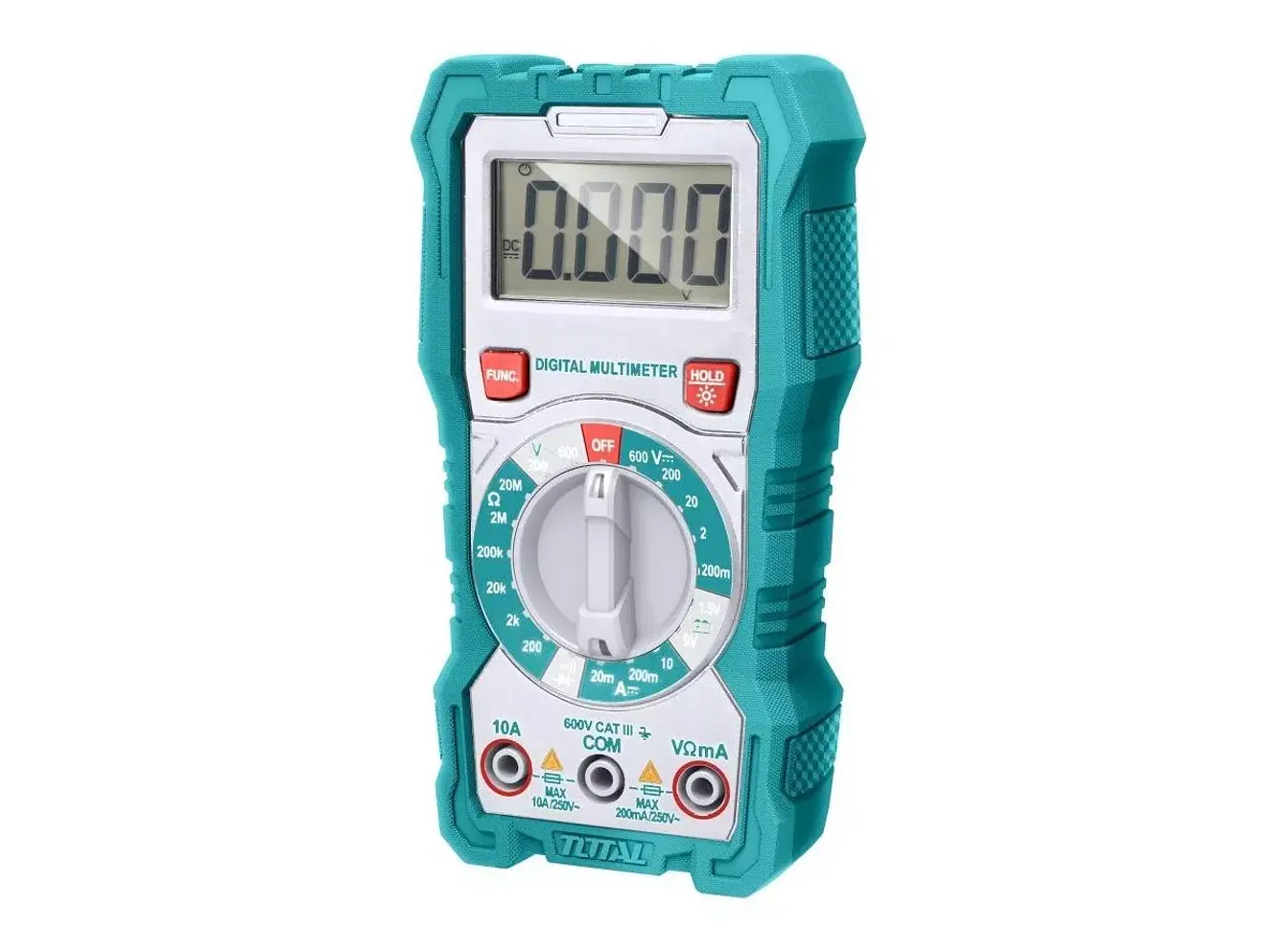 Multímetro Digital TOTAL TMT46001: Pantalla LCD, Voltaje DC/CA, Corriente CC, Resistencia - Foto 1 | aztools.co