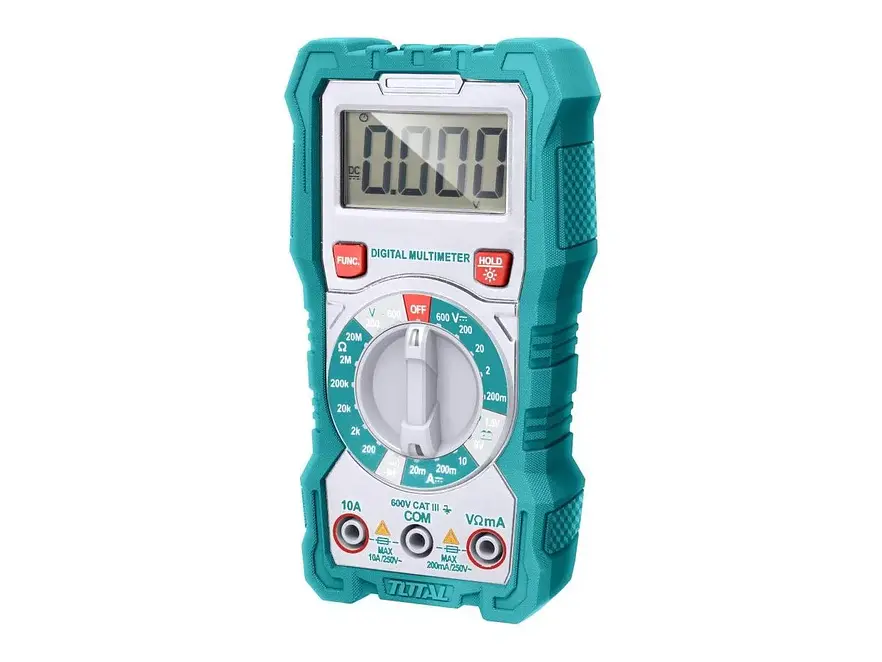 Multímetro Digital TOTAL TMT46001: Pantalla LCD, Voltaje DC/CA, Corriente CC, Resistencia - Foto 1 | aztools.co