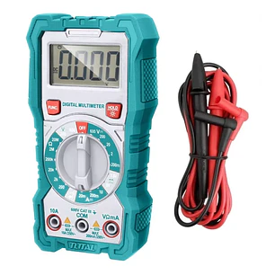 Multímetro Digital TOTAL TMT46001: Pantalla LCD, Voltaje DC/CA, Corriente CC, Resistencia