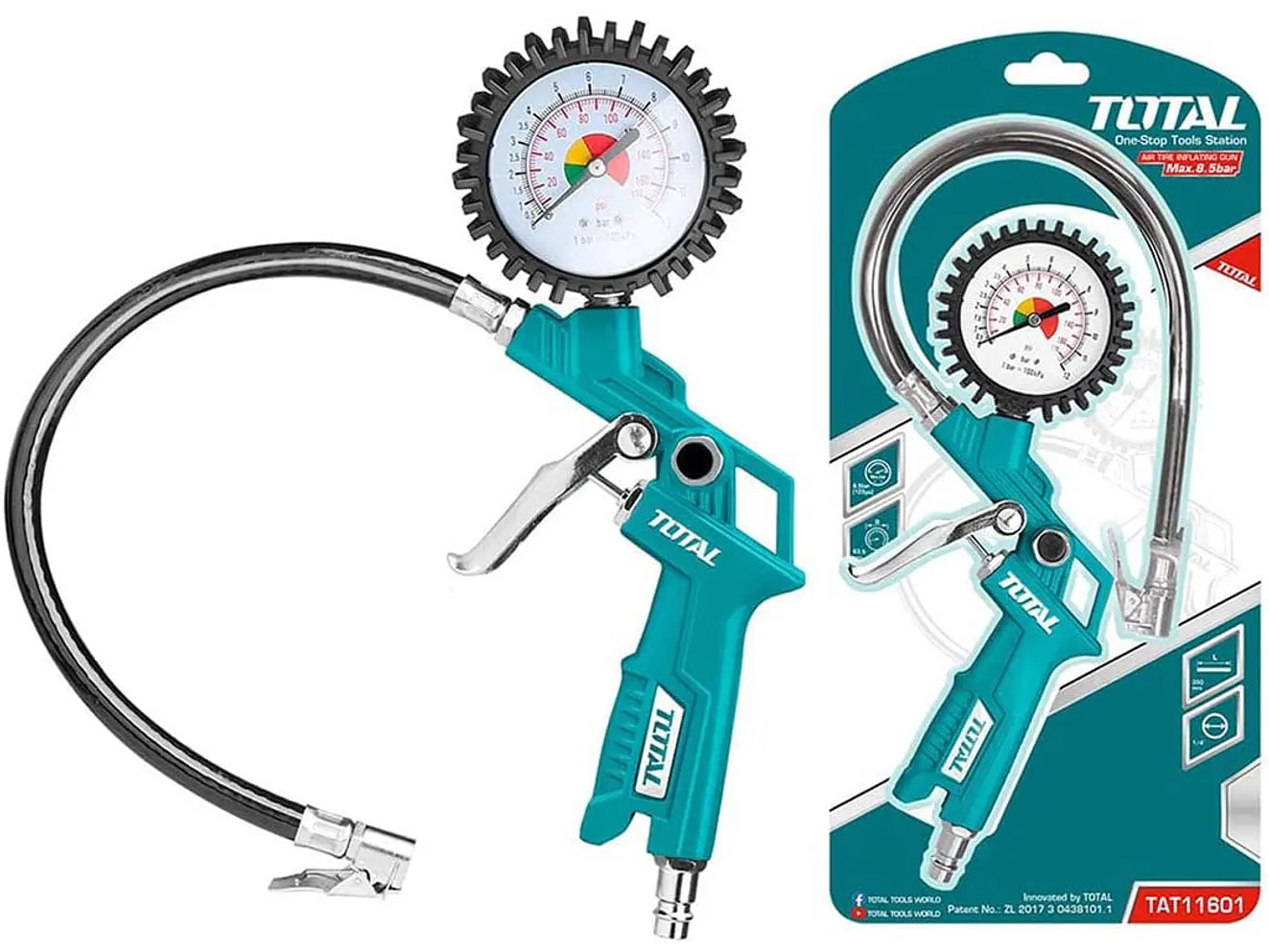Inflador con medidor presión de aire TOTAL TAT11601 - Foto 1 | aztools.co