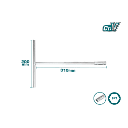 Llave T 12mm TOTAL THTSW1206