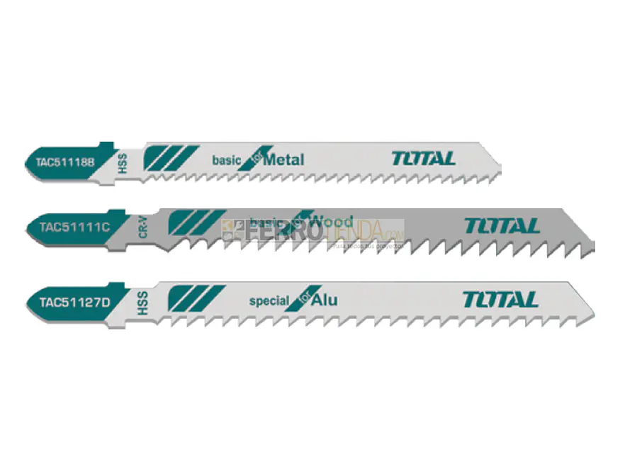 Set de Hojas para Sierra Caladora Juego x 5 Pzs TOTAL TAC51051 Mixto - Foto 2 | aztools.co