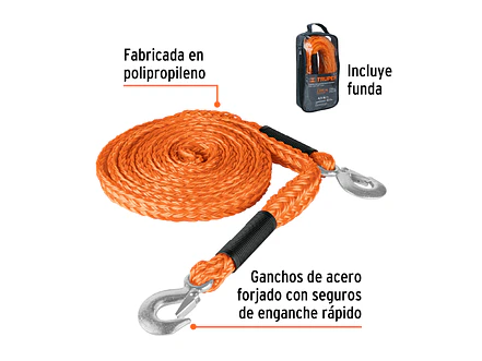 Cuerda para remolque con ganchos Truper 18346,7/8' x 4.5m