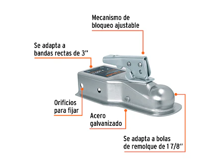 Acople para remolque 2000Lb 1 7/8