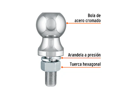 Bola de arrastre remolque - tiro - 1 7/8  capacidad 2000 lb FIERO 44441 - Foto 2 | aztools.co