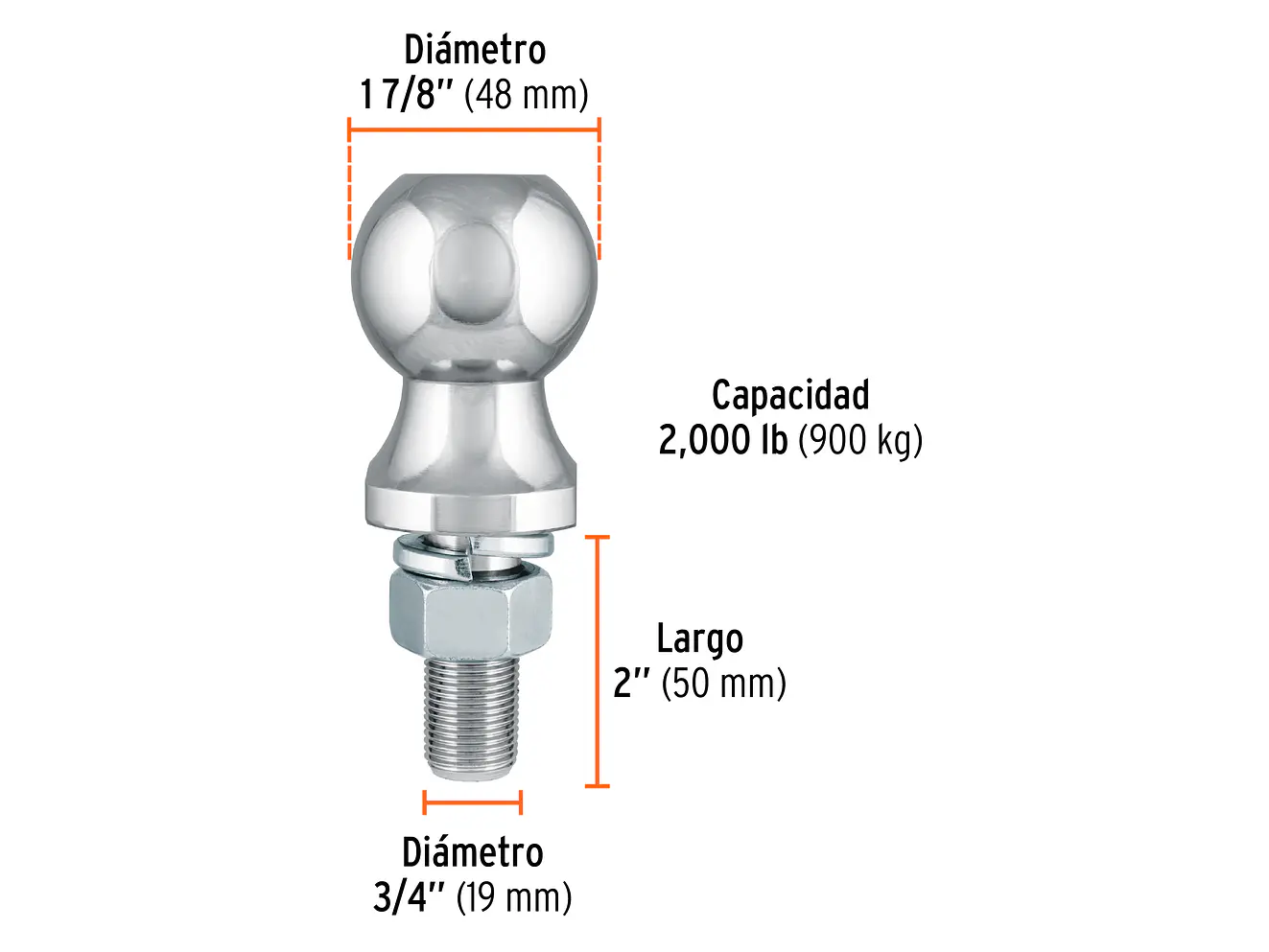 Bola de arrastre remolque - tiro - 1 7/8  capacidad 2000 lb FIERO 44441 - Foto 3 | aztools.co