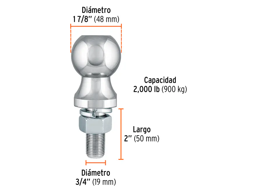 Bola de arrastre remolque - tiro - 1 7/8  capacidad 2000 lb FIERO 44441 - Foto 3 | aztools.co