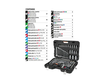 Juego de herramienta para mecánico mixto Truper 15695, 210 piezas JD-210MP - Foto 3 | aztools.co