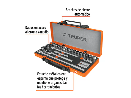 Juego de copas milimétrico Truper 13938, mando 1/2