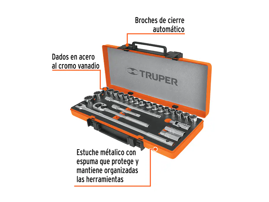 Juego de copas milimétrico Truper 13938, mando 1/2