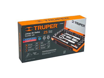 Juego de copas milimétrico Truper 13954, mando 3/8