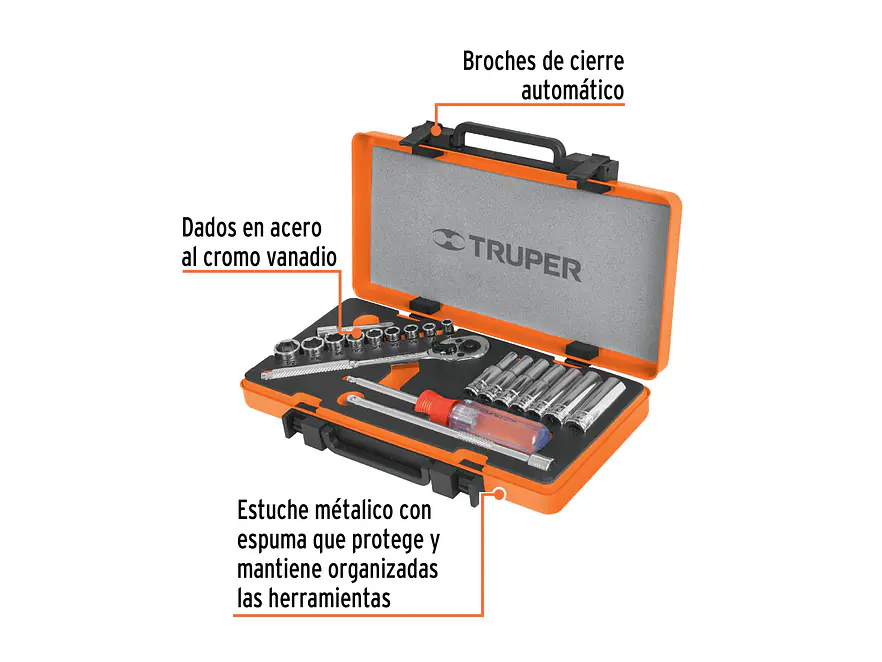 Juego de copas milimétrico Truper 13891, 1/4