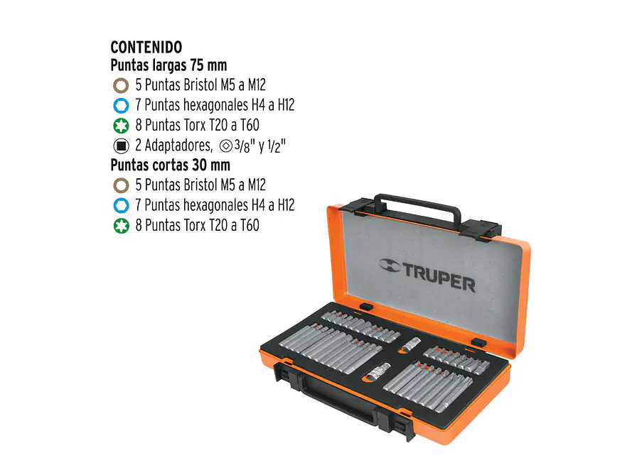Juego 42 puntas Truper 17809, 1/2
