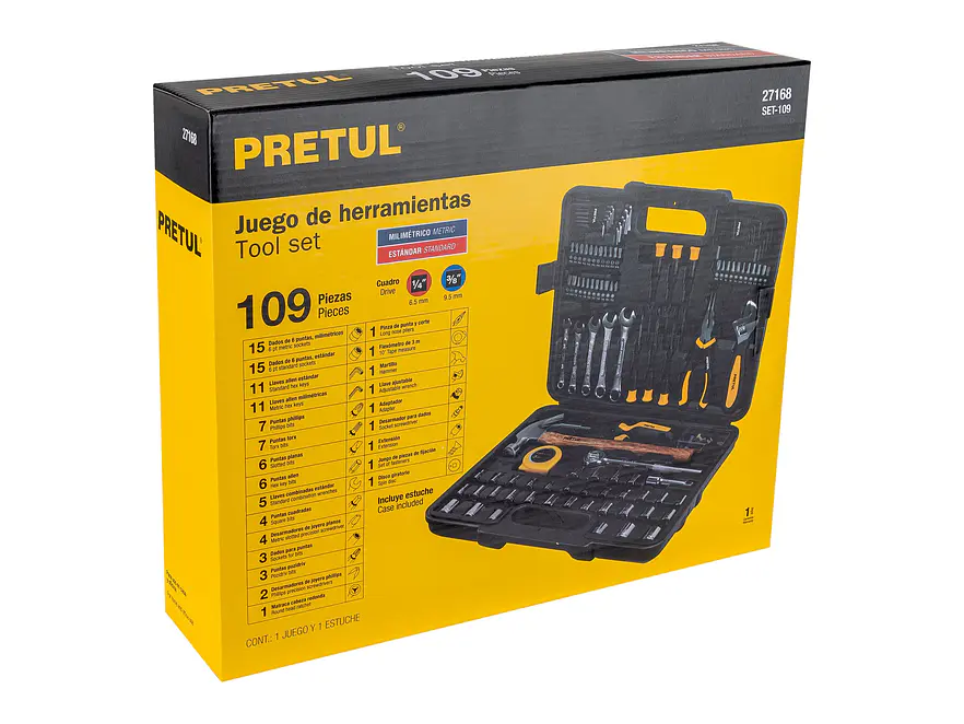 Juego de herramientas milimétricas Pretul 27168, 1/4