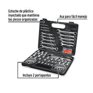 Juego de herramientas y copas Pretul 22980 1/4 y 3/8  71 piezas  SET-100 