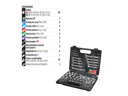 Juego de herramientas y copas Pretul 22980 1/4 y 3/8  71 piezas  SET-100  - Foto 3 | aztools.co