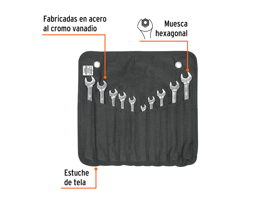 Juego De Llaves Combinadas 10 Piezas Truper Expert 13164 Color Plateado - Foto 2 | aztools.co