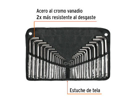 Juego de 30 llaves bristol o allen en pulgadas y métricas con estuche Truper 15562 - Foto 3 | aztools.co