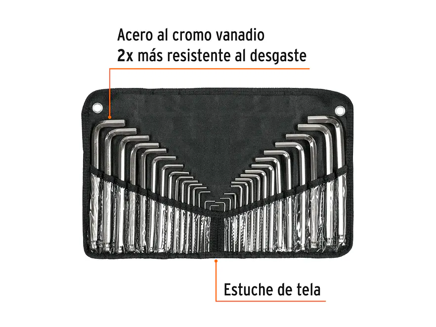 Juego de 30 llaves bristol o allen en pulgadas y métricas con estuche Truper 15562 - Foto 3 | aztools.co