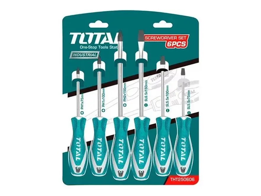 Juego Destornilladores TOTAL THT250606, 6 Unidades, Diseño Único, Mango Ergonómico TOTAL, Material CR-V - Envío a todo Colombia | aztools.co