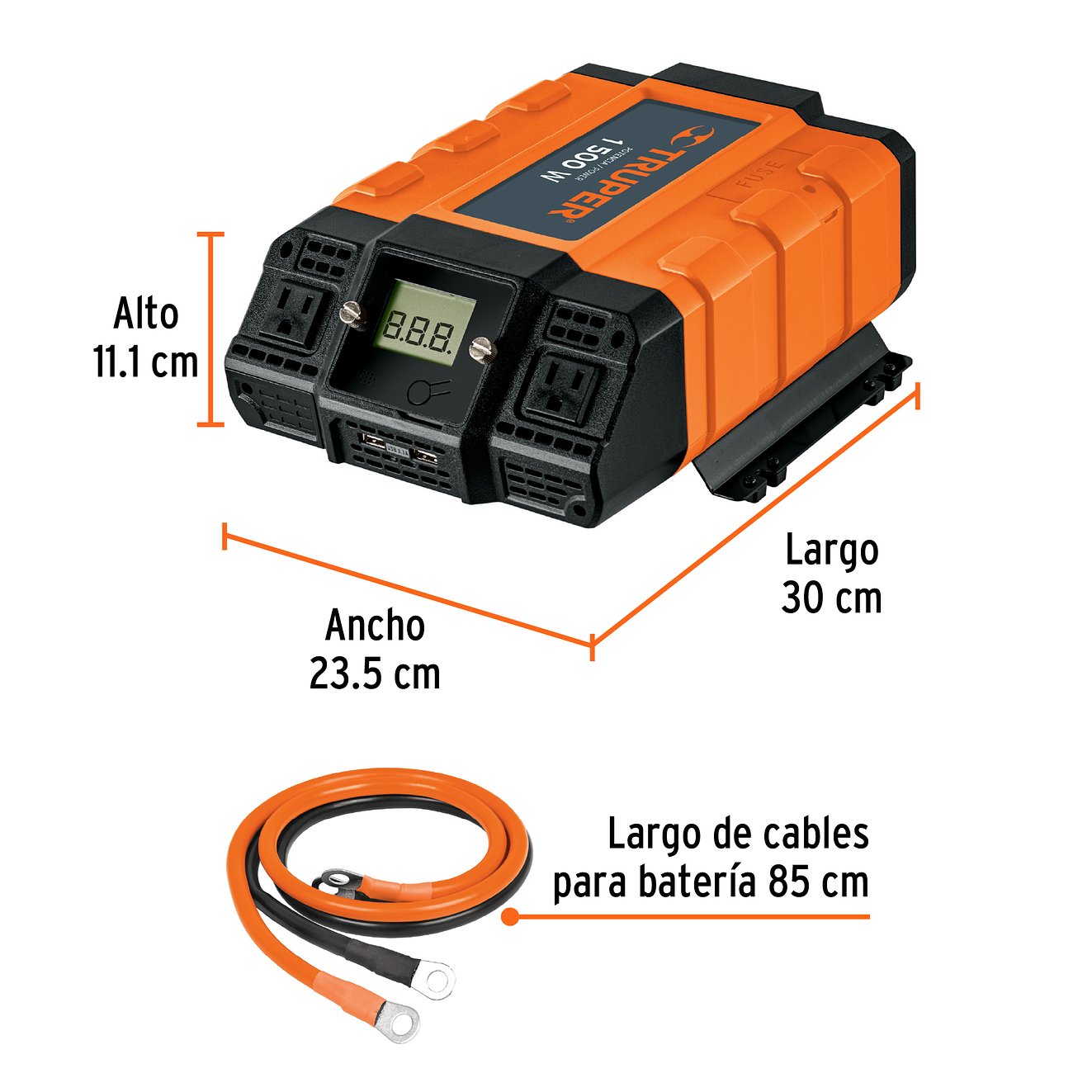 Inversor de corriente 1500W Truper 10492 con puerto USB  INCO-1500 3