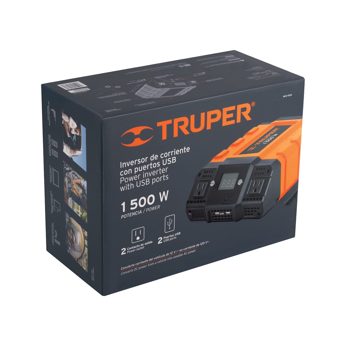 Inversor de corriente 1500W Truper 10492 con puerto USB  INCO-1500 7