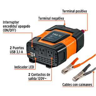 Inversor de Corriente Truper 10490 750W con USB