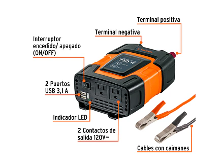 Inversor de Corriente Truper 10490 750W con USB - Foto 2 | aztools.co