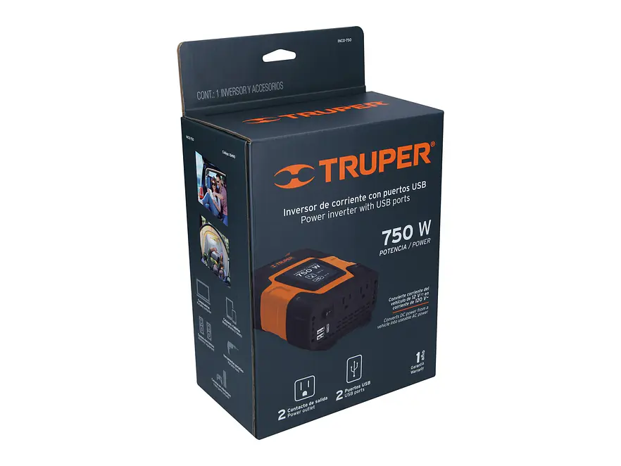 Inversor de Corriente Truper 10490 750W con USB - Foto 5 | aztools.co